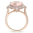 thumbnail image 5 of Oval-Cut Morganite White Sapphire and 0.34 CT. Diamond Halo Ring in 14K Gold, 5 of 9