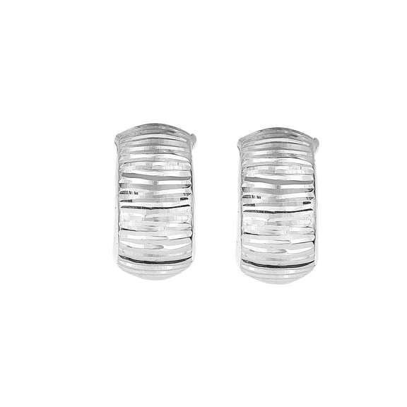 Diamond Cut and Polished Huggie Earrings in 14K Gold
