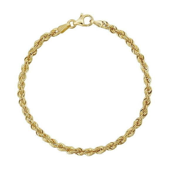 Diamond Cut Rope Chain Bracelet in 14K Gold