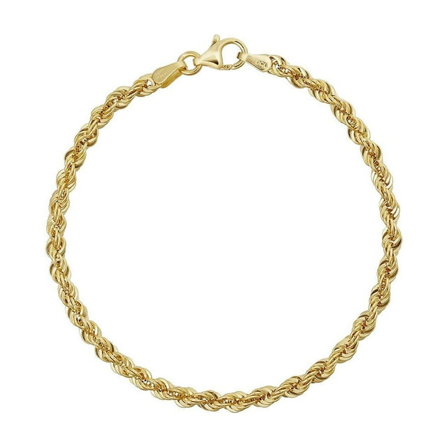 Diamond Cut Rope Chain Bracelet in 14K Gold