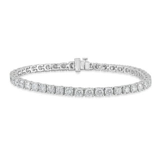 Lab Created Round Cut Diamond Tennis Bracelet in 18K Gold