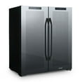 thumbnail image 1 of Newair Shadow Series Wine Cooler 18 Bottles & 59 Cans Dual Temperature Zones, French Door Mirrored Glass in Black, 1 of 9