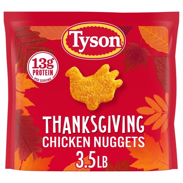 Tyson Thanksgiving Turkey-Shaped Fully-Cooked Chicken Nuggets, Frozen, 56 oz.