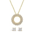 thumbnail image 1 of .49 CT.T.W. Yellow Gold Stud Earrings & Open Center Multi-Row Circle Pendant Necklace, 1 of 4