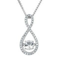 thumbnail image 1 of Dancing Lab Created White Sapphire and 0.12 CT. T.W. Diamond Infinity Pendant Necklaces in Sterling Silver, 1 of 6