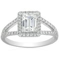 thumbnail image 1 of 1.50 CT. T.W. Emerald Cut Halo Diamond Ring in 18K Gold, 1 of 4