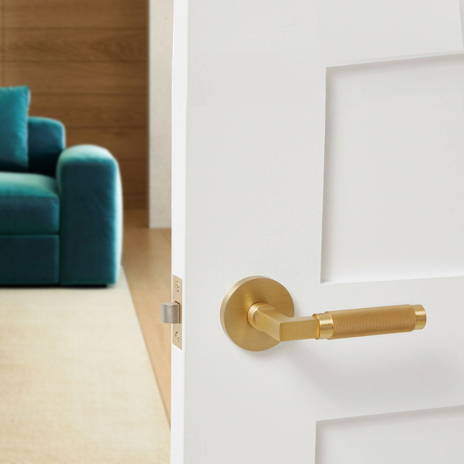 Explore Hardware Satin Gold St. Tropez Collection Door Handle, 2