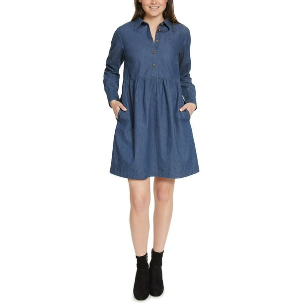 nine west denim dress Women's Nine West Tie-Waist Denim Dress