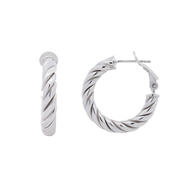 Italian Twisted Hoop Earrings in Sterling SIlver