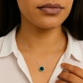thumbnail image 5 of Lab Created Round Gemstone and 0.12 Diamond Halo in Serling Silver, 5 of 6