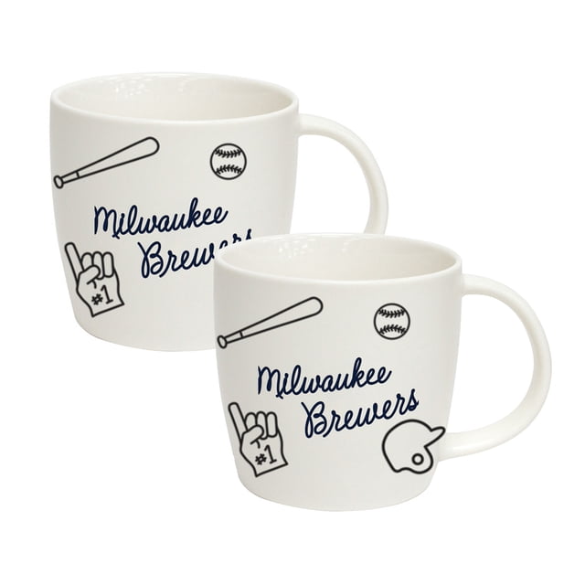Logo Brands Milwaukee Brewers 18oz Playmaker Mug Bundle
