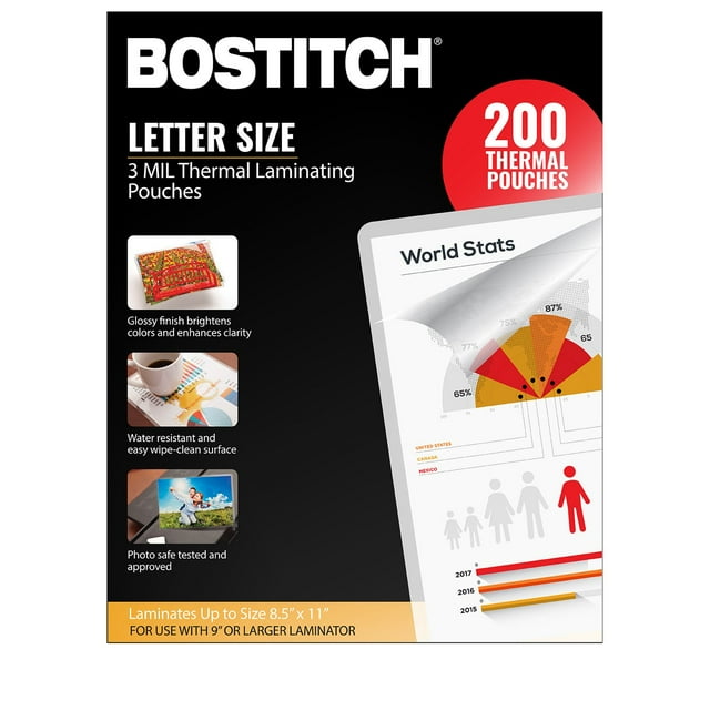 BOSTITCH LAM POUCHES 3 MIL 200 CT