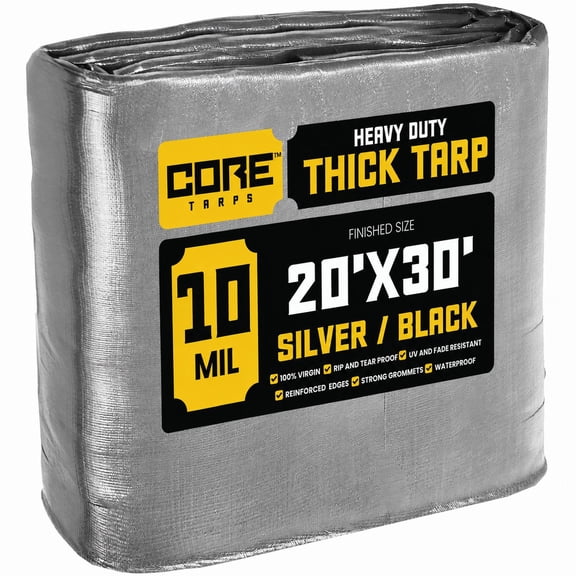 Heavy Duty 20' x 30' Tarp Cover, Waterproof, UV Resistant, Rip and Tear Proof, Poly Tarpaulin with Reinforced Edges for Roof, Camping, Patio, Pool, Boat, Assorted Mil & Colors