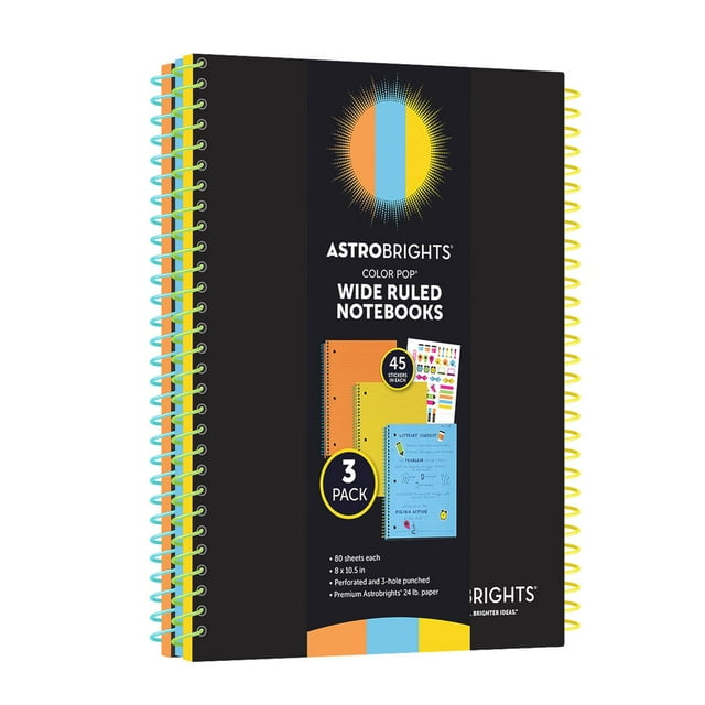 NOTEBOOKS 3PK NEON PAGES