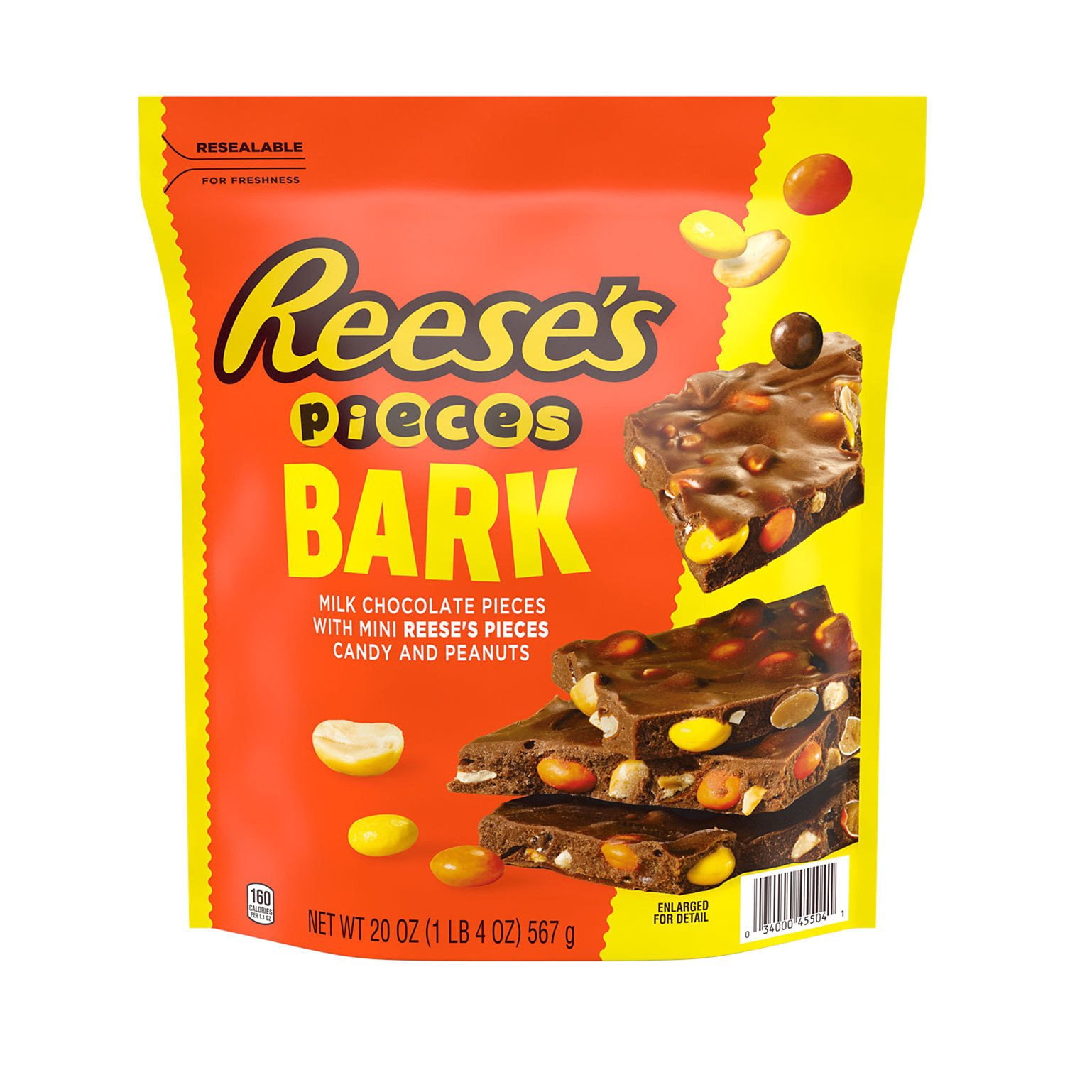 REESE'S PIECES Milk Chocolate Candy with Peanuts Bark, 20 oz ...