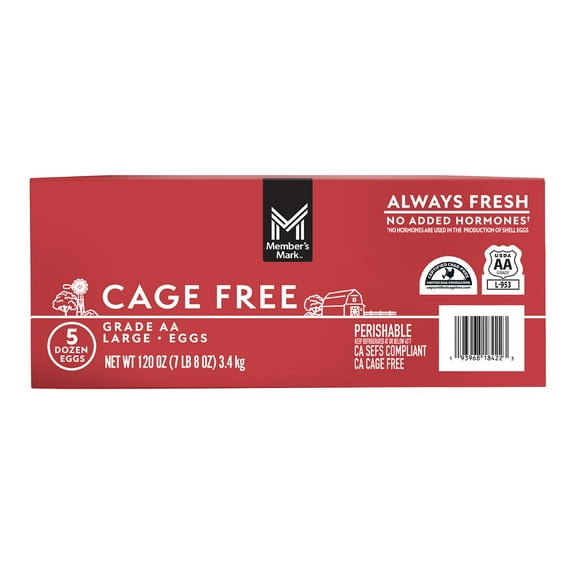Member's Mark Cage Free Grade AA Large White Eggs, 5 dozen