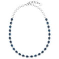 thumbnail image 1 of Pear Cut Lab Created Gemstone Halo Tennis Necklace in Sterling Silver, 1 of 3