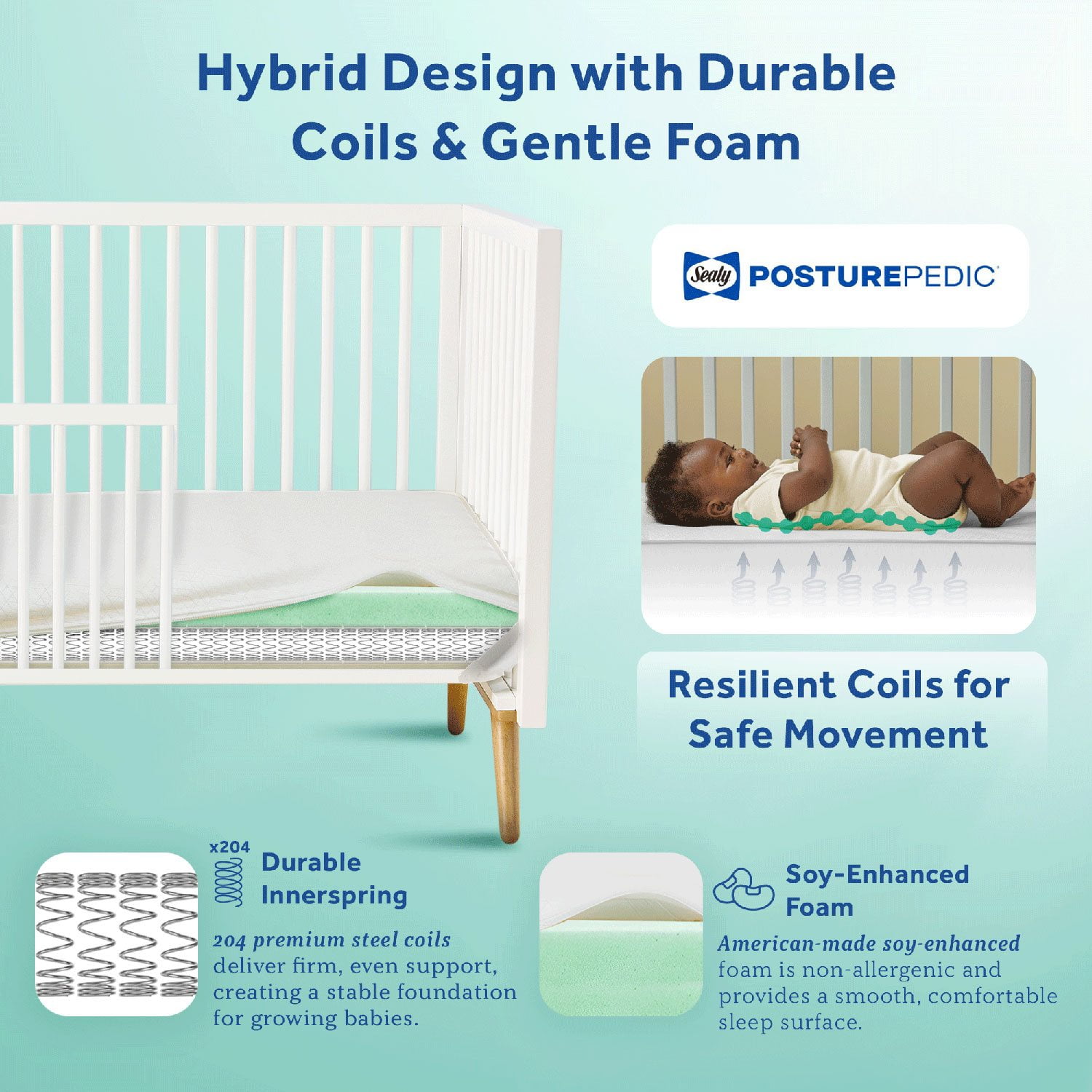 Sealy Baby Posturepedic Grace 2-Stage Hybrid Crib Mattress