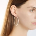 thumbnail image 4 of Diamond Cut Hoop Earrings in Sterling Silver, 4 of 6