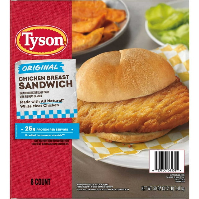 Tyson Chicken Sandwich, Frozen, 6.25 oz., 8 ct.