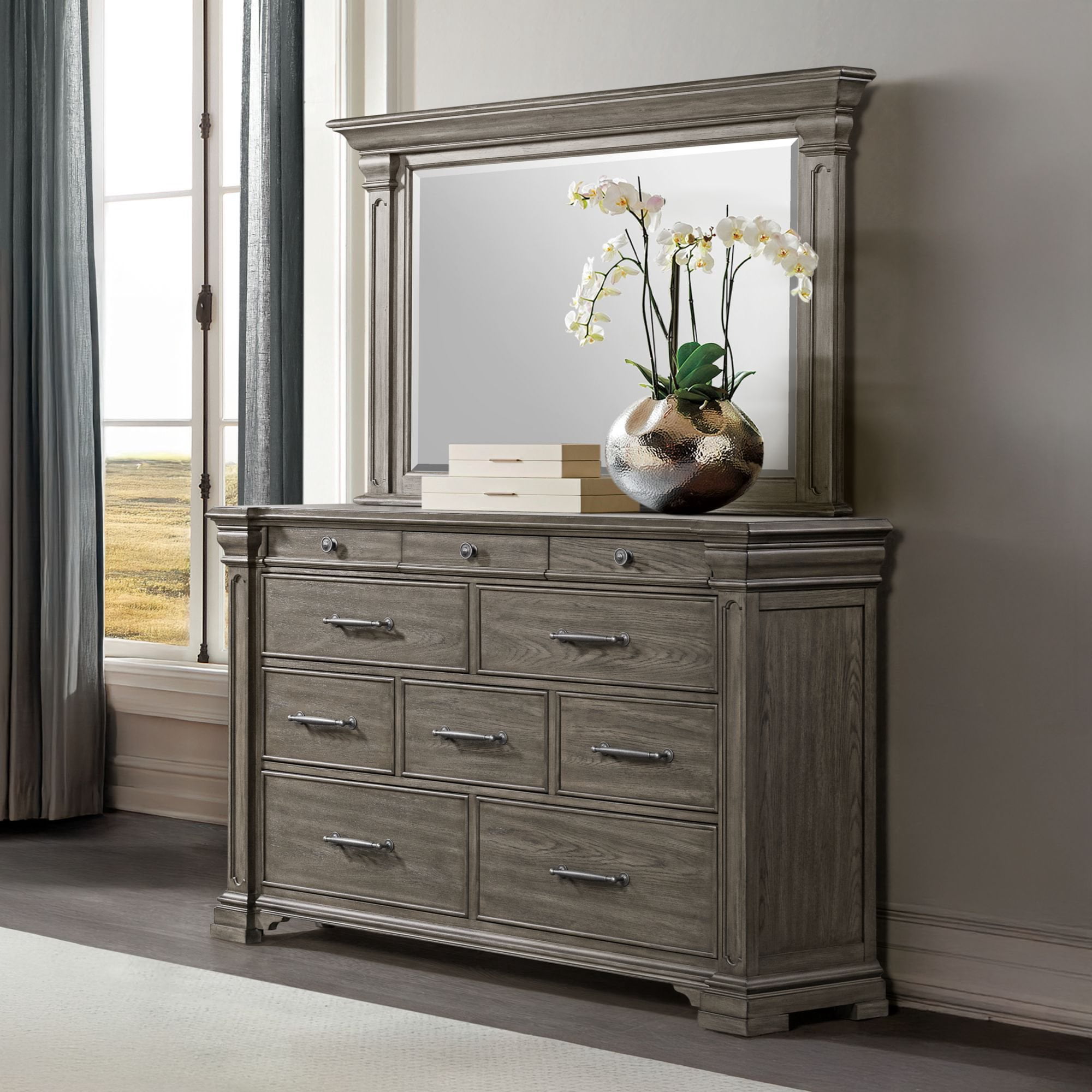 dapper grey dresser Kings Court 10-Drawer col-cabinets-chests