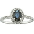 thumbnail image 1 of Oval Cut Gemstone and 0.15 CT. T.W. Halo Diamond Ring in 14K Gold, 1 of 3