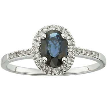 Oval Cut Gemstone and 0.15 CT. T.W. Halo Diamond Ring in 14K Gold