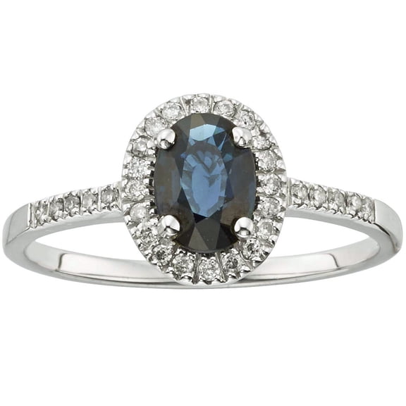 Oval Cut Gemstone and 0.15 CT. T.W. Halo Diamond Ring in 14K Gold