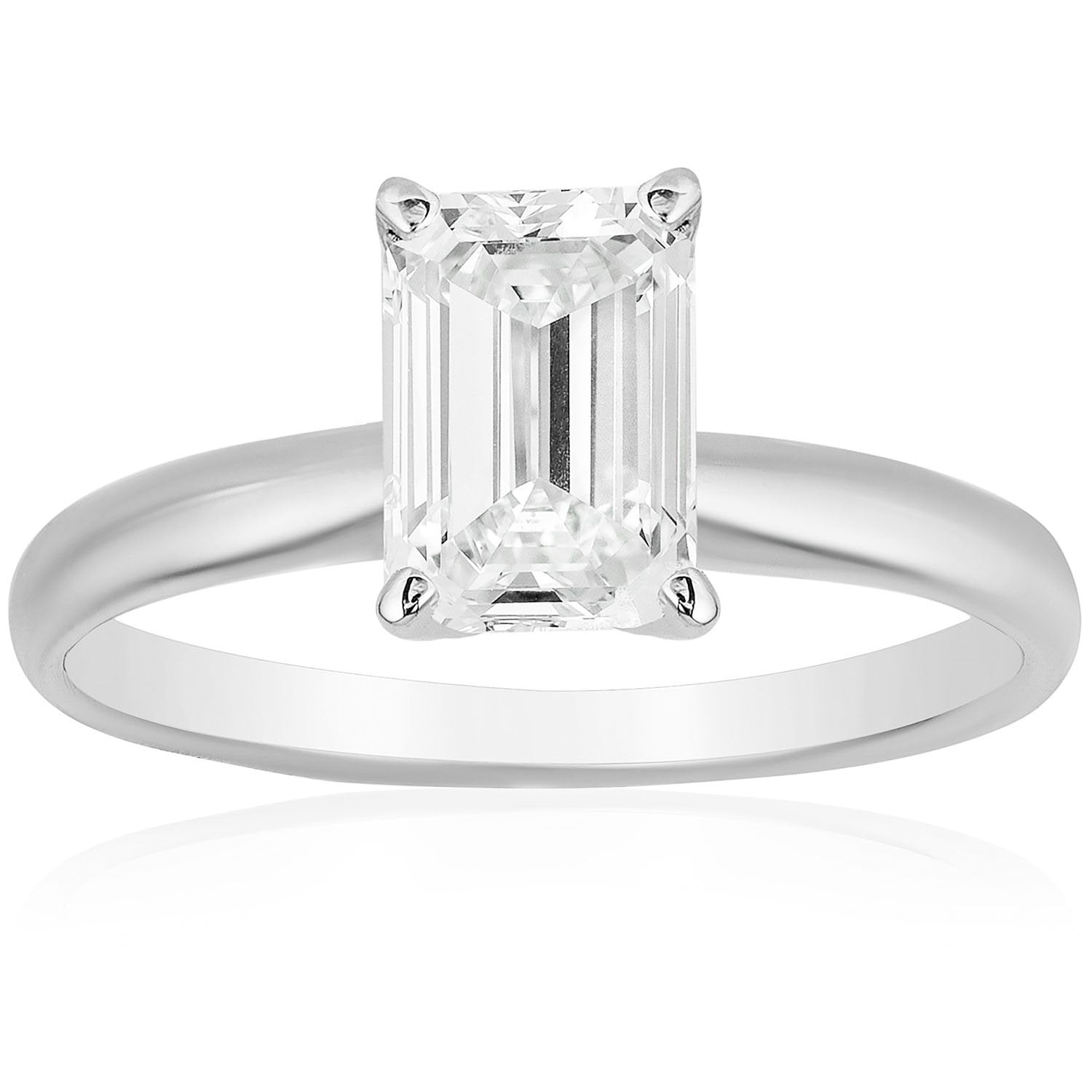Emerald Cut Diamond Solitaire Ring In 18K Gold