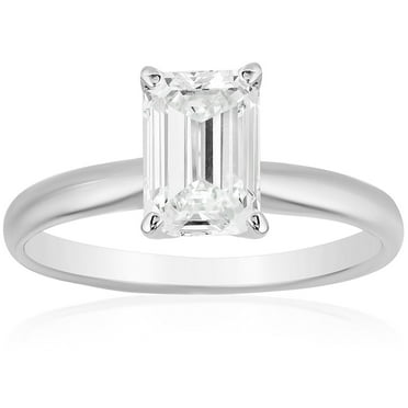 Emerald Diamond Solitaire Ring in 18K Gold