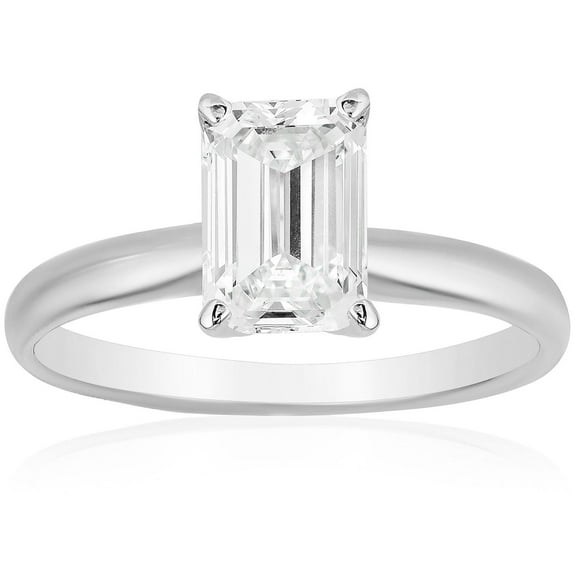 Emerald Diamond Solitaire Ring in 18K Gold