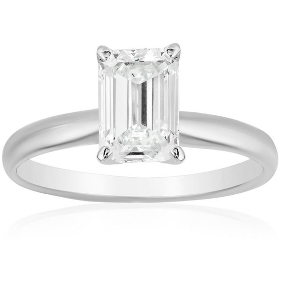 Emerald Diamond Solitaire Ring in 18K Gold