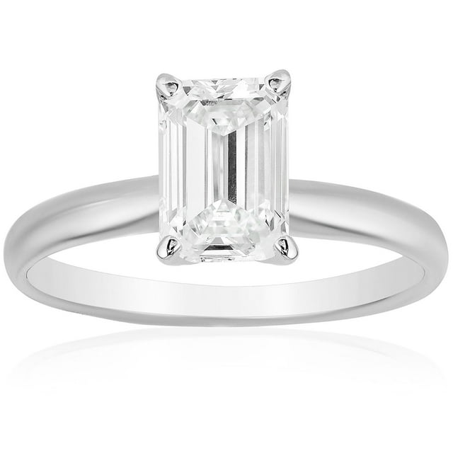 Emerald Diamond Solitaire Ring in 18K Gold