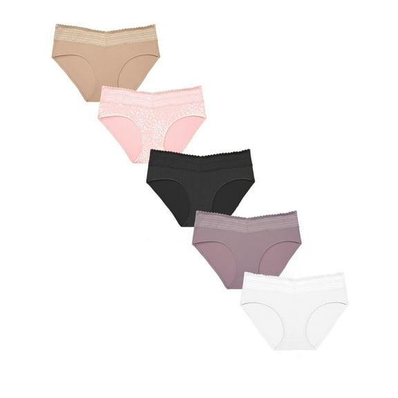 Warners Women’s 5-Pack No Pinching, No Problems Lace Waistband Hipster