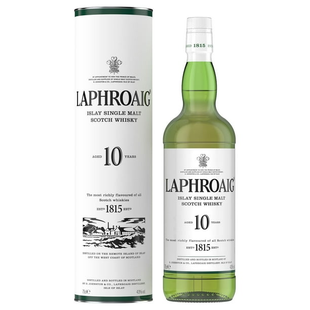 Laphroaig 10 Year Old Islay Single Malt Scotch Whisky, 750 ml
