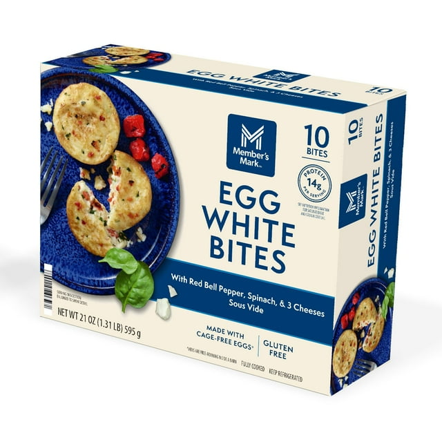 Member's Mark Fire Roasted Red Bell Pepper, Spinach, and Cheese Trio Egg White Bites, 5 pk.