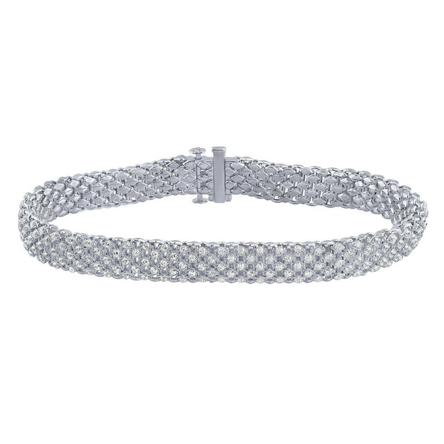 2.96CT. T.W. Round Cut Mesh Diamond Bracelet in 14K Gold