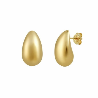 Domed Teardrop Stud Earrings in 14K Gold