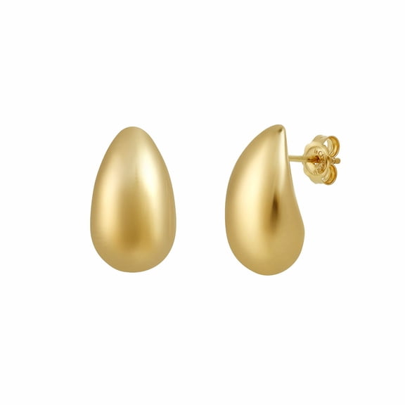 Domed Teardrop Stud Earrings in 14K Gold