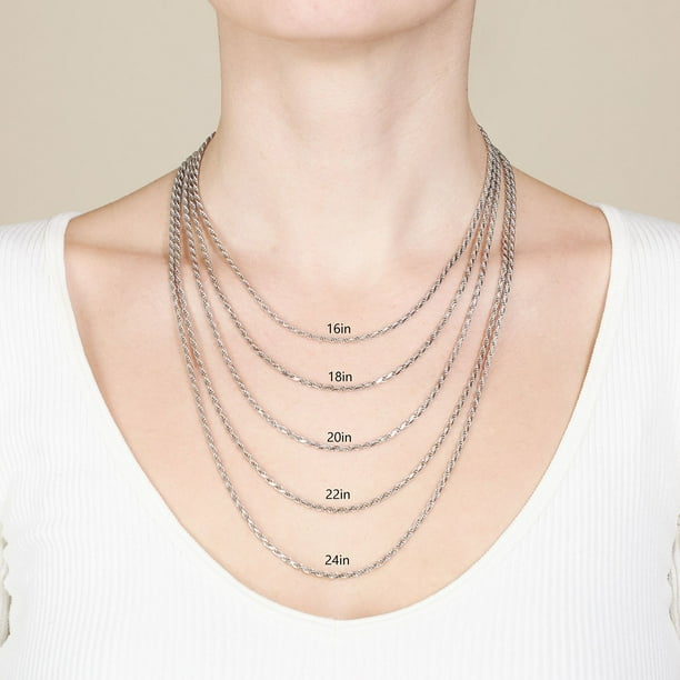 2.5mm Italian Sterling Silver Diamond Cut Rope Chain - Samsclub.com