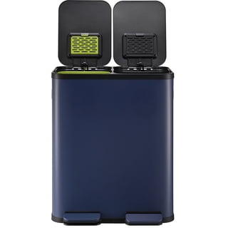 Simpli-Magic 16 Gallon (30L x 30L) Dual Compartment Step Trash Can, Multiple Colors – Kitchen Garbage Can with Slow-Close Lids – Waste & Recycling Bins, Odor Control, Hands-Free, Easy to Clean