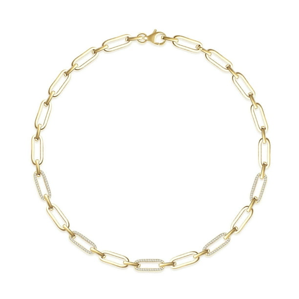 Diamond Paperclip Necklace in 14K Yellow Gold