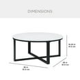 thumbnail image 3 of Adley Round Coffee Table with Faux Marble Top and Black Metal Base, 3 of 7