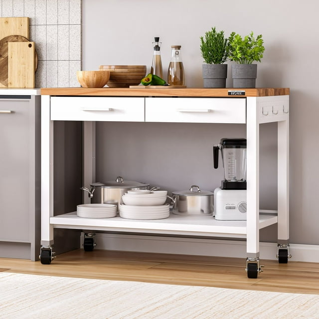 Seville Classics Home Work Center Island Table, 48" W x 24" D x 36" H