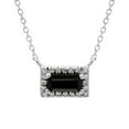 thumbnail image 1 of Baguette Cut Gemstone and 0.06 CT. T.W. Diamond Halo Pendant Necklace in 14K Gold, 1 of 3