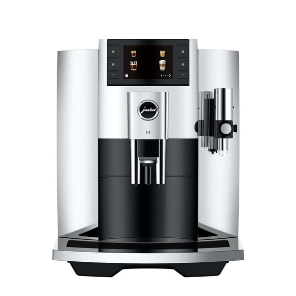 JURA E8 Chrome Automatic Coffee Center with 17 Brewing Options
