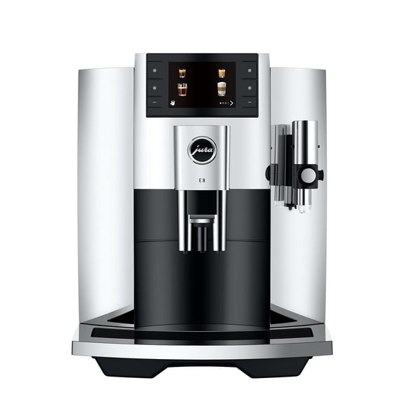 JURA E8 Chrome Automatic Coffee Center with 17 Brewing Options