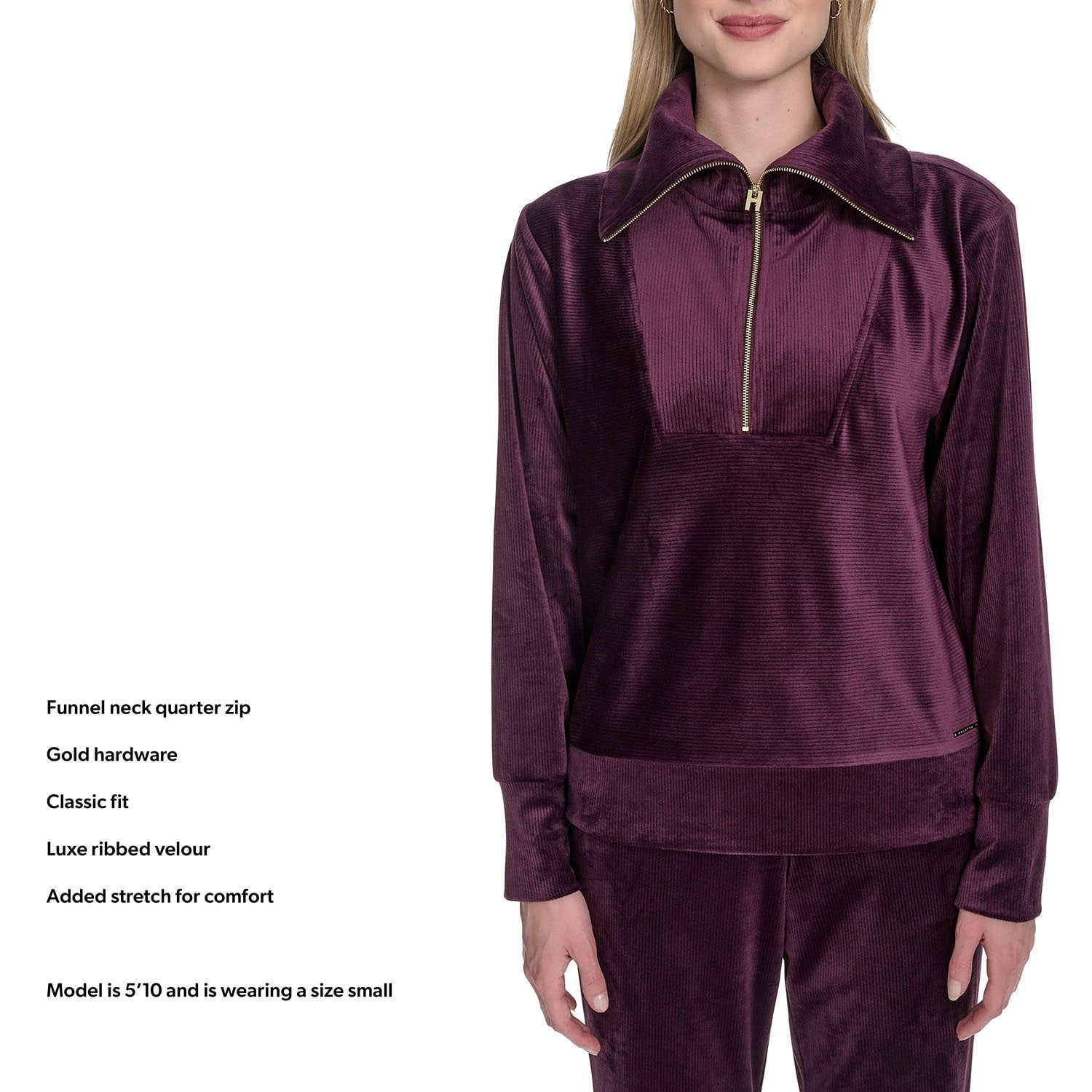 Halston Women's Velour Quarter-Zip Pullover - Samsclub.com