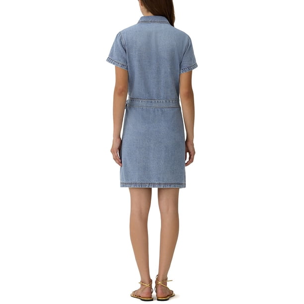frye women's denim mini dress Frye Women's Belted Denim Mini Dress