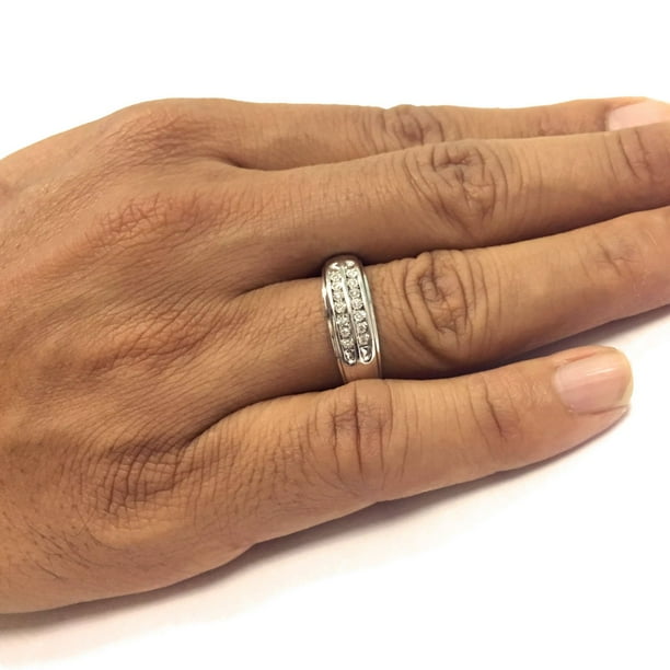 0.09 CT. T.W. Round Cut Double Row Mens Diamond Band in 14K Gold